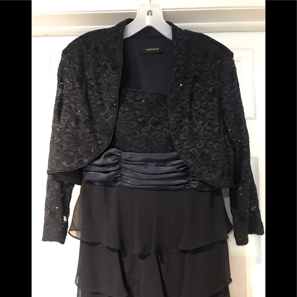 Holiday Party Navy Evening Gown with Crop Jacket